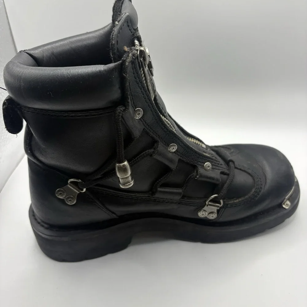 Harley Davidson Mens Boots Size 6.5 #91680 Black Leather Zipper